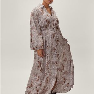 Animal Print Tie Waist Maxi Dress